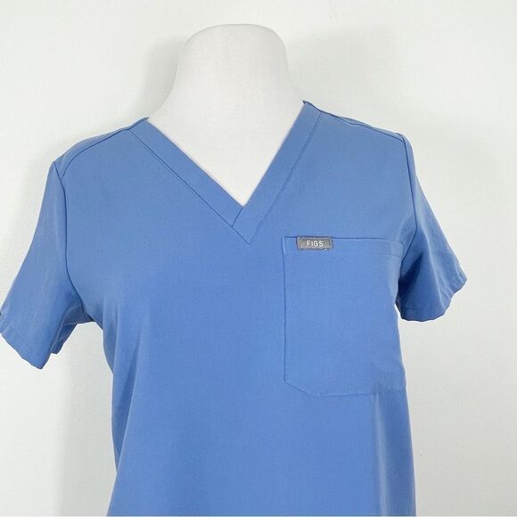 Figs Catarina One-Pocket Medical Uniform Scrub Top Short Sleeve Blue Size XS - Picture 2 of 6